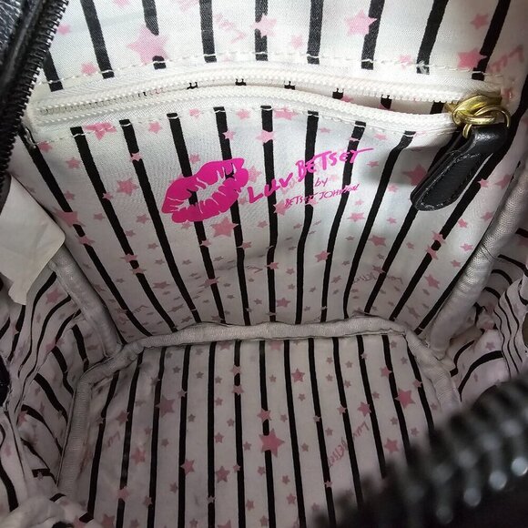 Betsey Johnson Rainbow & Heart Black Backpack - Picture 7 of 14